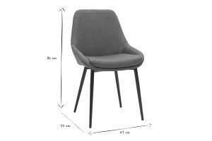 Chaises design en tissu gris et métal noir (lot de 2) HOLO