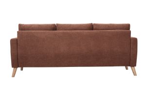 Canapé 3 places en tissu chenille terre brûlée et bois clair MUNIK
