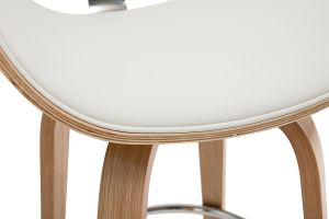 Taburete de bar moderno blanco y madera clara 65 cm WALNUT