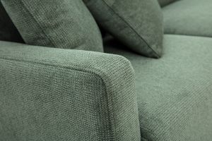 Canapé 3 places en tissu chenille vert kaki et bois clair MUNIK