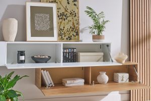 Élément mural TV horizontal blanc laqué brillant L137.5 cm ETERNEL