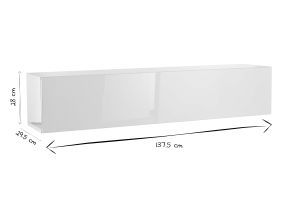 Elemento murale TV orizzontale laccanto bianco brillante ETERNEL