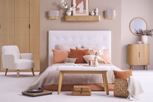 Tête de lit capitonnée blanc cassé 160 cm HALCIONA