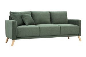 Canapé 3 places en tissu chenille vert kaki et bois clair MUNIK