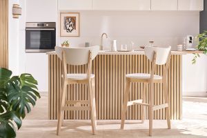 Tabourets de bar scandinaves blanc et bois 75 cm (lot de 2) LEENA
