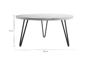 Table basse ronde bois manguier massif et métal noir D80 cm VIBES