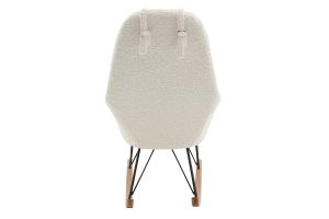 Rocking chair scandinave en tissu effet peau de mouton blanc, métal noir et bois clair JHENE