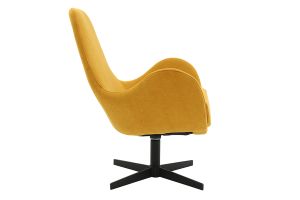 Fauteuil pivotant design en tissu effet velours jaune moutarde et métal noir ANDY