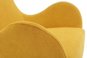 Fauteuil pivotant design en tissu effet velours jaune moutarde et métal noir ANDY