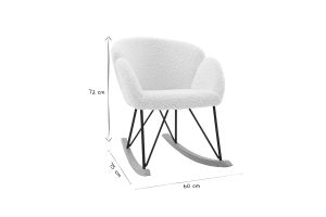 Rocking chair en tissu effet peau de mouton blanc, métal noir et bois clair RHAPSODY
