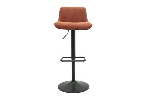 Tabourets de bar réglables pivotants 360° en tissu effet velours texturé terre brûlée et métal noir (lot de 2) BOOST