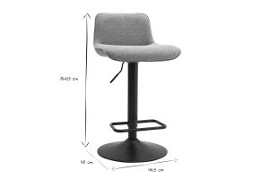 Tabourets de bar réglables pivotants 360° en tissu taupe et métal noir (lot de 2) BOOST