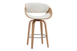 Tabouret de bar pivotant blanc et bois clair 69 cm BENT