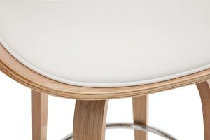 Tabouret de bar pivotant blanc et bois clair 69 cm BENT