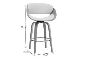 Tabouret de bar pivotant blanc et bois clair 69 cm BENT