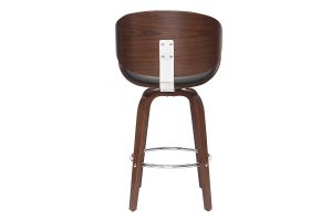 Tabouret de bar pivotant noir et bois foncé 65 cm WALNUT