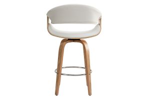 Tabouret de bar design blanc et bois clair 68 cm ARAMIS