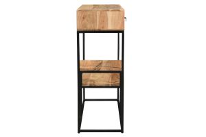 Console avec rangements 2 tiroirs en bois massif et métal noir L80 cm GRENELLE