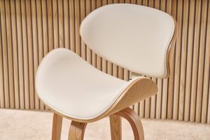 Tabouret de bar pivotant blanc et bois clair 65 cm pivotant 360° WALNUT