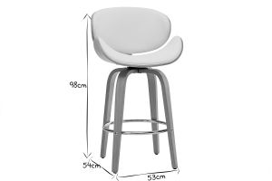 Tabouret de bar pivotant blanc et bois clair 65 cm pivotant 360° WALNUT