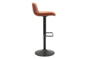 Tabourets de bar réglables pivotants 360° en tissu effet velours texturé terre brûlée et métal noir (lot de 2) BOOST