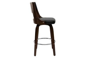 Tabouret de bar vintage pivotant noir et bois foncé GARBO