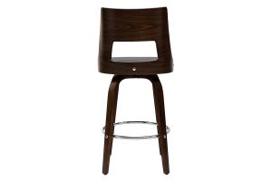 Tabouret de bar vintage pivotant noir et bois foncé GARBO