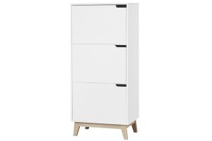 Meuble de rangement haut blanc et bois clair 3 portes L60 cm LEENA