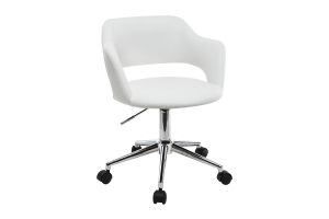Chaise de bureau à roulettes design blanc et acier chromé JESSY