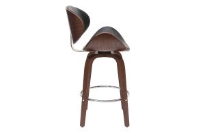 Tabouret de bar pivotant noir et bois foncé 65 cm WALNUT