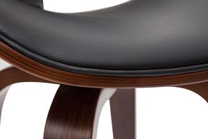 Tabouret de bar pivotant noir et bois foncé 65 cm WALNUT