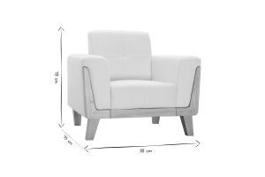 Fauteuil scandinave en tissu effet velours blanc cassé et bois clair FJORD