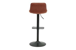 Tabourets de bar réglables pivotants 360° en tissu effet velours texturé terre brûlée et métal noir (lot de 2) BOOST
