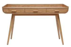Bureau avec rangements 3 tiroirs scandinave bois clair L132 cm HALLEN
