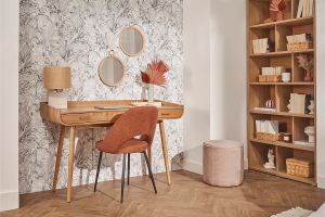 Bureau avec rangements 3 tiroirs scandinave bois clair L132 cm HALLEN