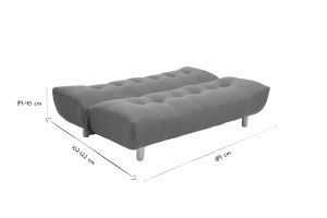 Canapé convertible scandinave 3 places en tissu gris foncé et bois clair YUMI