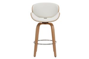 Tabouret de bar pivotant blanc et bois clair 65 cm pivotant 360° WALNUT