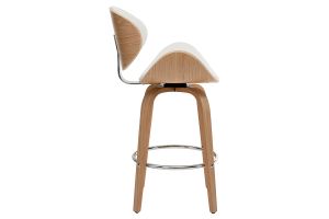 Tabouret de bar pivotant blanc et bois clair 65 cm pivotant 360° WALNUT