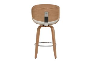 Tabouret de bar pivotant blanc et bois clair 65 cm pivotant 360° WALNUT