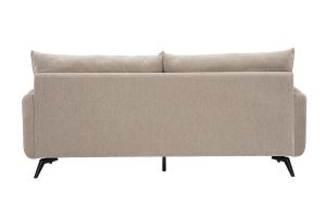 Canapé design 3 places en tissu effet velours taupe et métal noir TANTOR