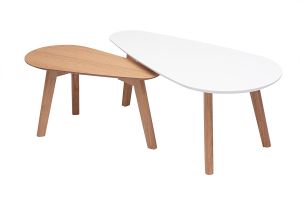 Tables basses gigognes scandinaves bois clair chêne et blanc (lot de 2) ARTIK