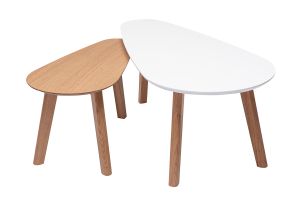 Tables basses gigognes scandinaves bois clair chêne et blanc (lot de 2) ARTIK
