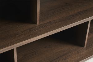 Bibliothèque basse finition bois foncé noyer L140 cm EPURE
