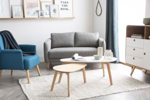 Tables basses gigognes scandinaves bois clair chêne et blanc (lot de 2) ARTIK