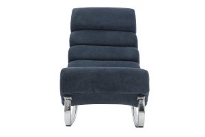 Poltrona a dondolo design effetto velluto blu TAYLOR