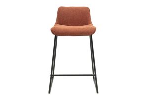 Tabourets de bar en tissu effet velours texturé terre brûlée et métal noir H65 cm (lot de 2) BOOST