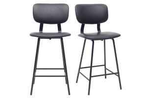 Tabourets de bar vintage noir avec pieds métal 65cm (lot de 2) LAB
