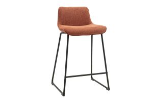Tabourets de bar en tissu effet velours texturé terre brûlée et métal noir H65 cm (lot de 2) BOOST