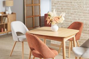 Table à manger extensible carrée en bois clair L90-130 cm NORDECO