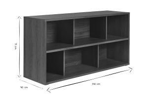 Bibliothèque basse finition bois foncé noyer L140 cm EPURE
